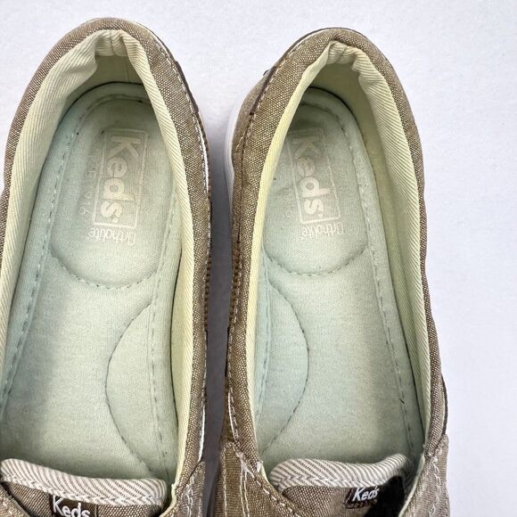 Keds Ortholite Slip-On Glimmer Khaki Boat Shoes Loafers Sz 6M Nautical - Picture 8 of 16